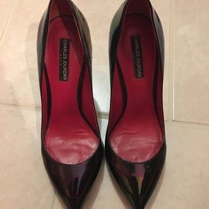Charles Jourdan Bridget Oil Slick Patent Pump